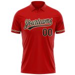 Personalized Red Black-City Cream Performance Vapor Golf Polo Shirt Team Custom Name and Number