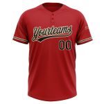 Personalized Red Black-City Cream Two-Button Unisex Softball Jersey Team Custom Name and Number