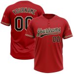 Personalized Red Black-City Cream Two-Button Unisex Softball Jersey Team Custom Name and Number