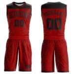 Personalized Red Black Color Block Round Neck Sublimation Basketball Suit Jersey Team Custom Name and Number