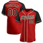 Personalized Red Black-Cream Authentic Raglan Sleeves Baseball Jersey Team Custom Name and Number