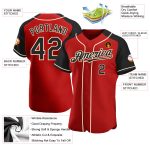 Personalized Red Black-Cream Authentic Raglan Sleeves Baseball Jersey Team Custom Name and Number