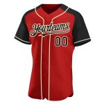 Personalized Red Black-Cream Authentic Raglan Sleeves Baseball Jersey Team Custom Name and Number