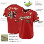 Personalized Red Black-Cream Authentic Throwback Baseball Jersey Team Custom Name and Number