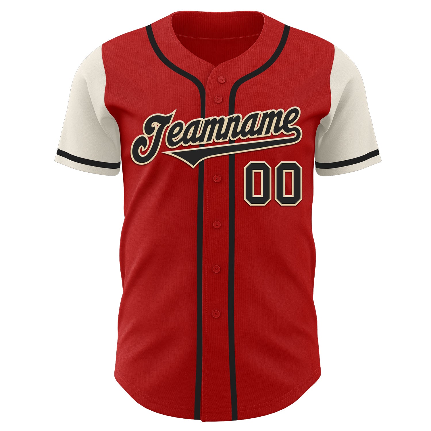Personalized Red Black-Cream Authentic Two Tone Baseball Jersey Team Custom Name and Number Personalized Red Black-Cream Authentic Two Tone Baseball Jersey Team Custom Name and Number - Image 2