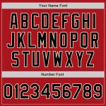Personalized Red Black-Cream Bomber Full-Snap Varsity Letterman Two Tone Jacket Team Custom Name and Number
