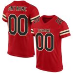Personalized Red Black-Cream Mesh Authentic Football Jersey Team Custom Name and Number