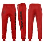 Personalized Red Black Fleece Jogger Sweatpants Team Custom Name and Number