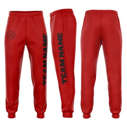 Personalized Red Black Fleece Jogger Sweatpants Team Custom Name and Number