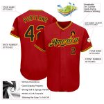 Personalized Red Black-Gold Authentic Baseball Jersey