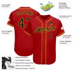 Personalized Red Black-Gold Authentic Baseball Jersey Team Custom Name and Number