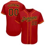 Personalized Red Black-Gold Authentic Baseball Jersey Team Custom Name and Number