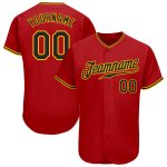 Personalized Red Black-Gold Authentic Baseball Jersey
