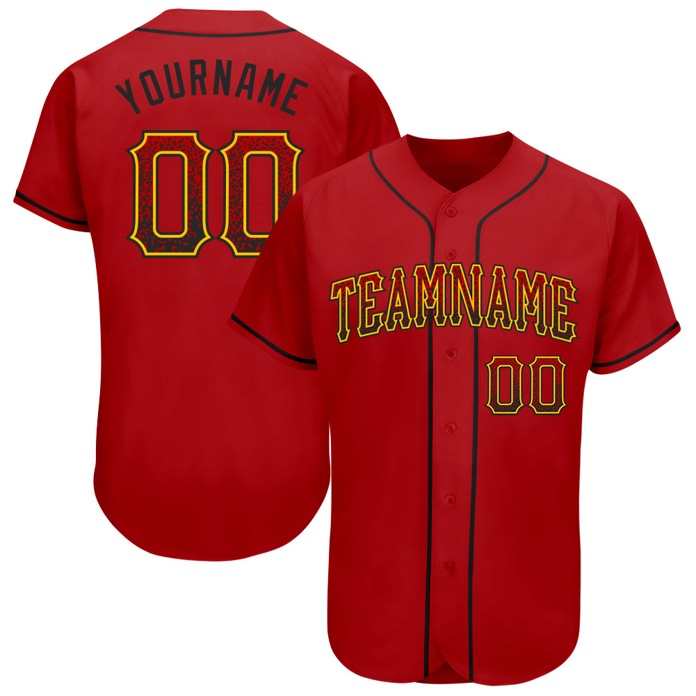 Personalized Red Black-Gold Authentic Drift Fashion Baseball Jersey Team Custom Name and Number