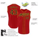 Personalized Red Black-Gold Authentic Sleeveless Baseball Jersey Team Custom Name and Number