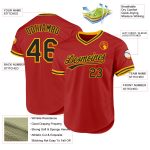 Personalized Red Black-Gold Authentic Throwback Baseball Jersey Team Custom Name and Number