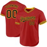 Personalized Red Black-Gold Authentic Throwback Baseball Jersey Team Custom Name and Number