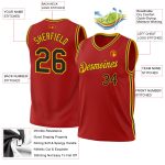Personalized Red Black-Gold Authentic Throwback Basketball Jersey