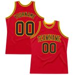 Personalized Red Black-Gold Authentic Throwback Basketball Jersey Team Custom Name and Number