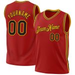 Personalized Red Black-Gold Authentic Throwback Basketball Jersey