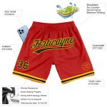 Personalized Red Black-Gold Authentic Throwback Basketball Shorts
