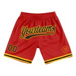 Personalized Red Black-Gold Authentic Throwback Basketball Shorts