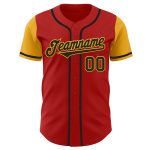 Personalized Red Black-Gold Authentic Two Tone Baseball Jersey Team Custom Name and Number
