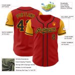 Personalized Red Black-Gold Authentic Two Tone Baseball Jersey Team Custom Name and Number