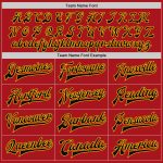 Personalized Red Black-Gold Bomber Full-Snap Varsity Letterman Two Tone Jacket