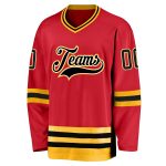 Personalized Red Black-Gold Hockey Jersey Team Custom Name and Number