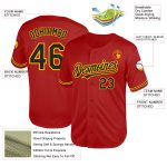 Personalized Red Black-Gold Mesh Authentic Throwback Baseball Jersey Team Custom Name and Number
