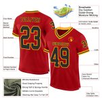 Personalized Red Black-Gold Mesh Authentic Throwback Football Jersey Team Custom Name and Number