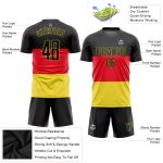 Personalized Red Black-Gold Sublimation German Flag Soccer Uniform Jersey Team Custom Name and Number