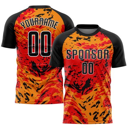 Personalized Red Black-Gold Sublimation Soccer Uniform Jersey Team Custom Name and Number