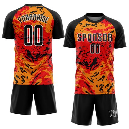 Personalized Red Black-Gold Sublimation Soccer Uniform Jersey Team Custom Name and Number