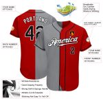Personalized Red Black-Gray Authentic Split Fashion Baseball Jersey Team Custom Name and Number