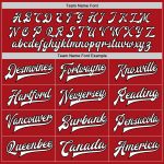 Personalized Red Black-Gray Bomber Full-Snap Varsity Letterman Split Fashion Jacket Team Custom Name and Number