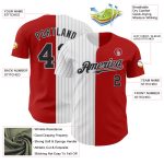 Personalized Red Black-Gray Pinstripe Authentic Split Fashion Baseball Jersey Team Custom Name and Number