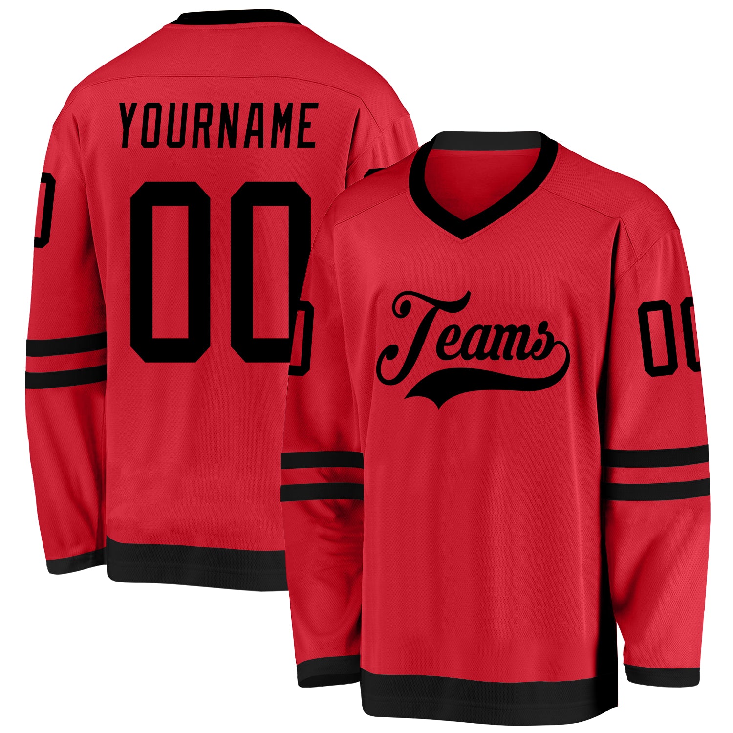 Personalized Red Black Hockey Jersey Team Custom Name and Number
