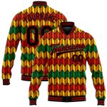 Personalized Red Black Kelly Green-Gold Black History Month 3D Pattern Design Bomber Full-Snap Varsity Letterman Jacket Team Custom Name and Number