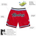 Personalized Red Black-Light Blue Authentic Throwback Basketball Shorts Team Custom Name and Number