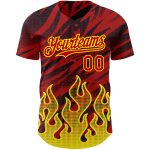 Personalized Red Black-Light Yellow 3D Pattern Design Flame Authentic Baseball Jersey Team Custom Name and Number