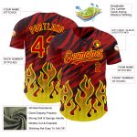 Personalized Red Black-Light Yellow 3D Pattern Design Flame Authentic Baseball Jersey Team Custom Name and Number