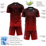 Personalized Red Black Lines Sublimation Soccer Uniform Jersey