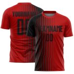 Personalized Red Black Lines Sublimation Soccer Uniform Jersey Team Custom Name and Number