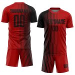 Personalized Red Black Lines Sublimation Soccer Uniform Jersey Team Custom Name and Number