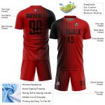 Personalized Red Black Lines Sublimation Soccer Uniform Jersey Team Custom Name and Number