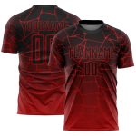 Personalized Red Black Lines Sublimation Soccer Uniform Jersey