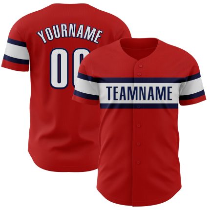 Personalized Red Black-Navy Authentic Baseball Jersey Team Custom Name and Number