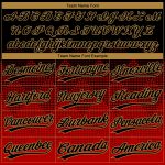 Personalized Red Black-Old Gold 3D Pattern Design Authentic Baseball Jersey Team Custom Name and Number